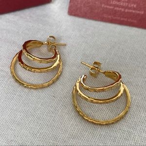 Aurate Infinity Deco Triple Gold Hoop Earrings - BNWT
